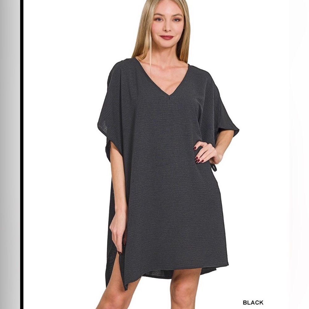 Zenana Outfitters Black V-Neck Swim Coverup
